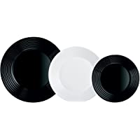 Luminarc Harena N&amp-B Vajilla de 18 Piezas- Blanco Y Negro